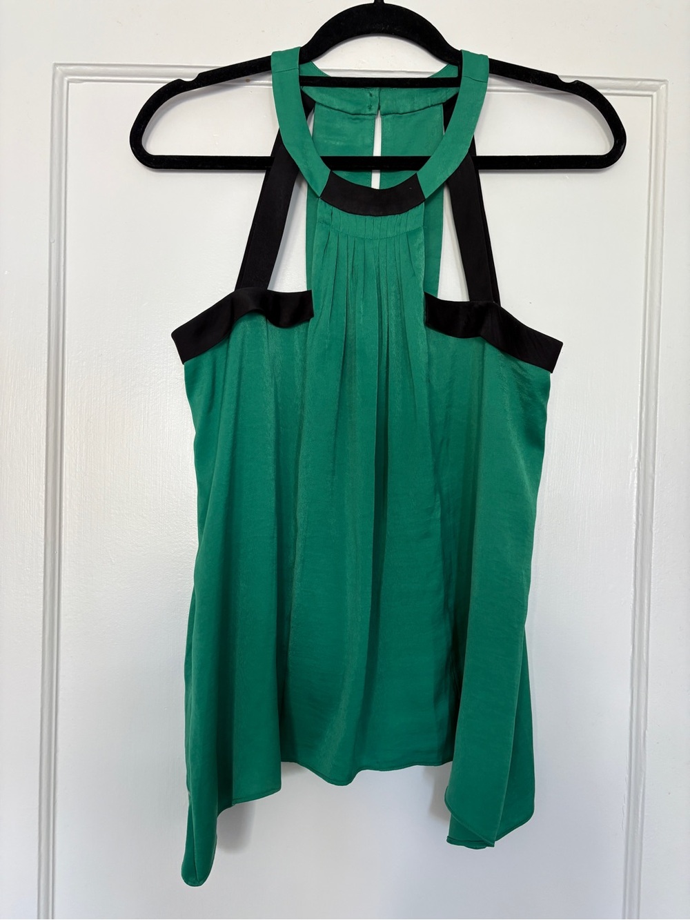 BCBGMaxAzria Green Halter Top with Black Trim